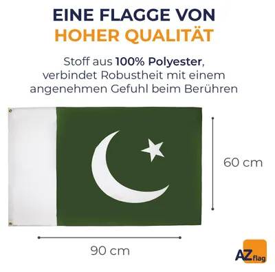 Produktbild von Flagge Pakistan 90x60 cm Polyester 100D Fahne mit 2 Ösen, Pakistan Fahne