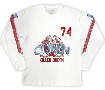 Productafbeelding van Queen Killer Queen '74 Stripes (opdruk op mouw) - Langsleeptrui - Wit - Maat L