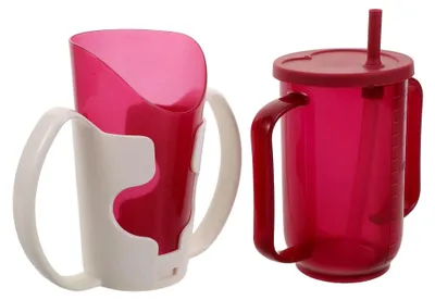 Produktbild von 2 Stück Auslaufsichere Schnabeltassen für Senioren – Ergonomische Trinkbecher für Erwachsene mit Dysphagie