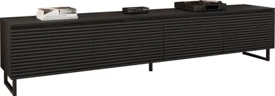 Produktbild von MIRJAN24 TV-Lowboard Delino 200, TV-Tisch mit vier Klappen, Metallgriffe in der Farbe schwarz (Farbe: Schwarz Graphit / Schwarz)