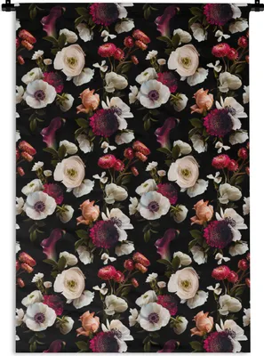 Produktbild von MuchoWow® Wandteppich Wandbehang Blumen - Farben - Muster 60x90 cm Tapisserie Dekoration Wandtuch - Foto-Teppich - Abwaschbar