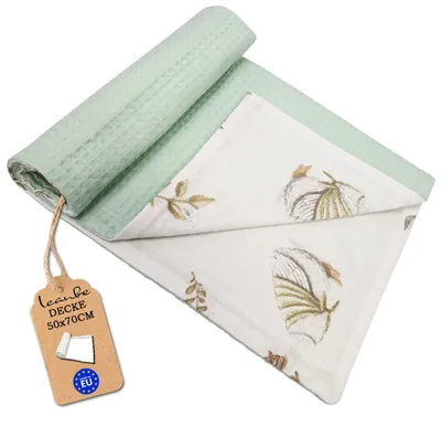 Produktbild von LEANBE Babydecke 50x70cm doppelseitig Baumwolle/Waffelstoff Mint
