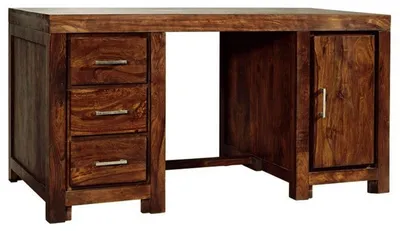 Produktbild von MASSIVMOEBEL24.DE Schreibtisch Sheesham 150x75x78 braun lackiert METRO LIFE #119