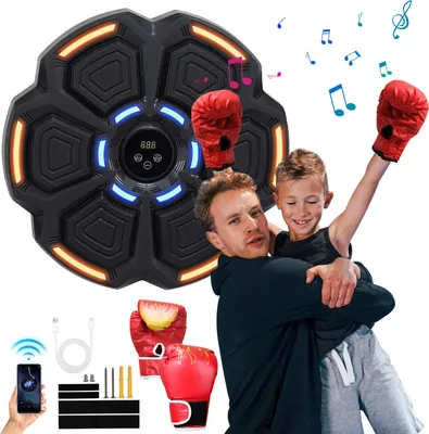 Produktbild von TolleTour Boxmaschine Sportanzug Elektronische Musik Boxmaschine Wandmontiertes Boxziel mit 2 Paar Boxhandschuhen Erwachsener + Kind