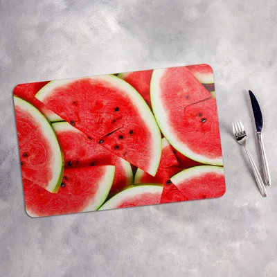 Produktbild von Tischset 4x45x30 cm + 10fi cm Platzset Tischmatte Platzmatte Untersetzer - reife rote Wassermelonen