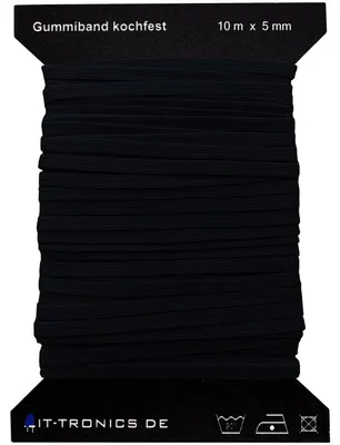 Elastisches Gummiband 5mm breit, schwarz, 10m Länge