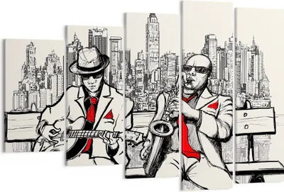 Produktbild von Bild auf Leinwand - Leinwandbild - Jazz Musik Musiker - 150x100cm - Wand Bild - Wanddeko - Leinwanddruck - Bilder - Kunstdruck - Wanddekoration - Leinwand bilder - Wandkunst - EG150x100-3599