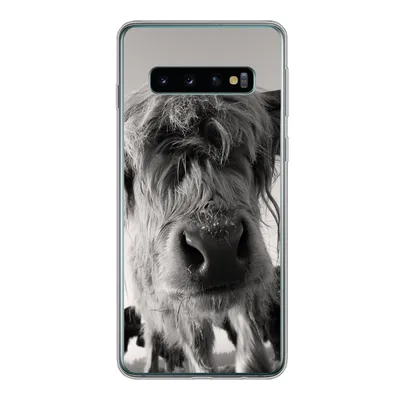 Produktbild von MuchoWow® Handyhülle Schutzhülle Hülle für Samsung Galaxy S10 Schottischer Highlander - Schwarz - Weiß - Tiere Silikon Softcase Handy Hülle - Handytasche