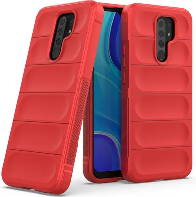 Produktbild von Redmi 9 Hülle, Weich TPU Silikon Stossfest Anti-rutsch Schutzhülle für Xiaomi Redmi 9 Rot