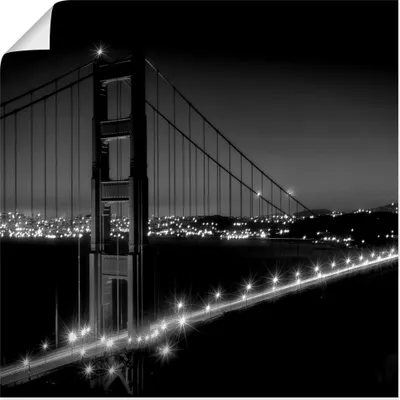 Produktbild von ARTland Poster Golden Gate Bridge am Abend I Größe: 30x30 cm