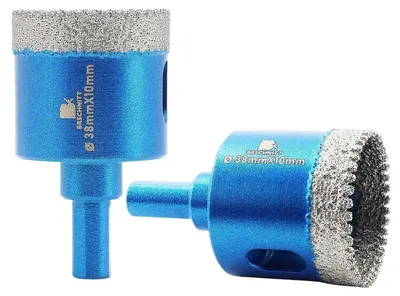 Obrázek produktu pro Diamantové vrtáky pro suché vrtání, průměr 38 mm, vhodné pro dlaždice, keramiku, granit a porcelán, 2 kusy