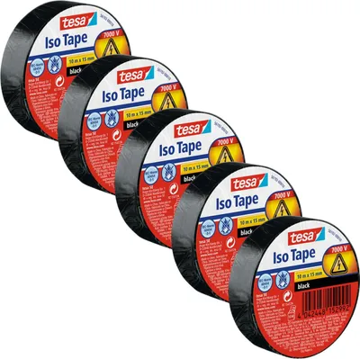 Productafbeelding van Isolatiedichtband - Set Iso Tape, 15 mm x 10 m, 5 rollen, zwart (56192-00502-23)