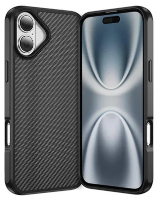 Obrázok produktu pre Pre Apple iPhone 17 MagSafe Carbon Design Skin Feel TPU Plastic Case Black