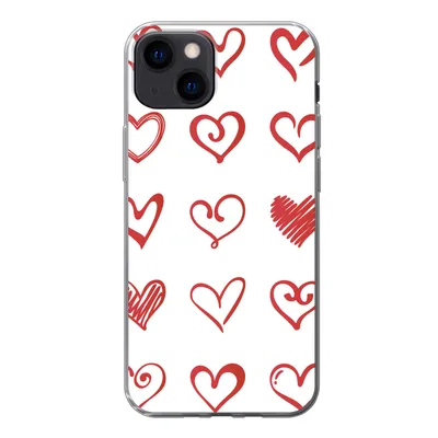 Produktbild von MuchoWow® Handyhülle Schutzhülle Hülle für iPhone 13 Eine Illustration mit Herzen in verschiedenen Formen Silikon Softcase Handy Hülle - Karteninhaber