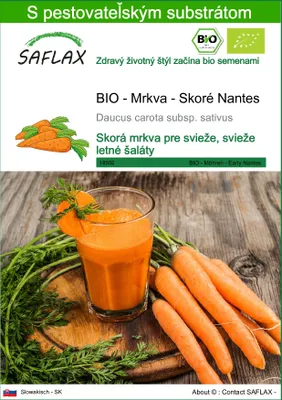 Obrázok produktu pre SAFLAX - BIO - Mrkva - Skoré Nantes - Daucus carota subsp. sativus - 1500 Semená - S pestovateľským substrátom bez klíčkov