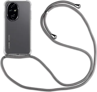 Produktbild von Handykette für Honor 200 Pro Handyhülle mit Band Case Hülle mit Kordel Handy Tasche in Grau