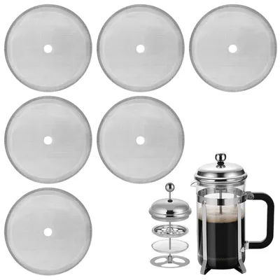 6 Ersatz-Kaffeefilter-Siebe für French Press, 10 cm, Edelstahl