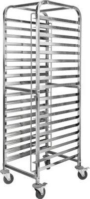 Zdjęcie produktu dla Wózek transportowy na tace pojemniki GN ze stali nierdzewnej 18 półek Mega-M 62x47x174 cm
