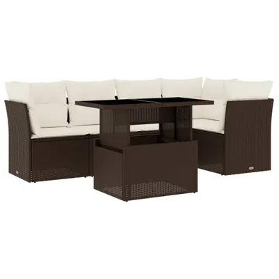 Produktbild von 6-tlg. Garten-Sofagarnitur mit Kissen Braun Poly Rattan