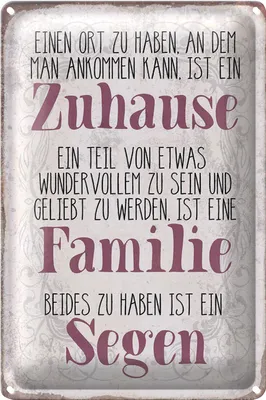 Produktbild von Blechschild Spruch 20x30cm Zuhause Familie beides ein Segen