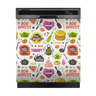Produktbild von Magnete Dekorative 60x60 cm Küche Magnetmatte Spülmaschine - Doodle Lebensmittel Muster