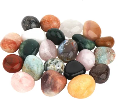 Produktbild von 500g Indien Mix Trommelsteine Handschmeichler 35 - 50mm Massagesteine Heilsteine