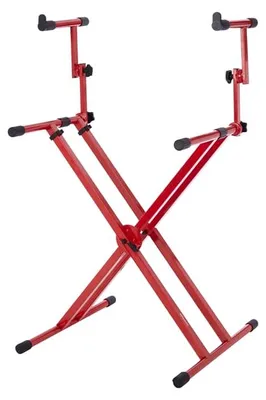 Produktbild von Gator Frameworks Heavy-Duty 2 Tier "X" Style Keyboard Stand GFW-KEY-5100XRED