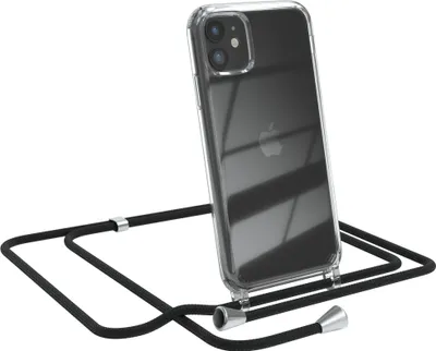 Produktbild von EAZY CASE Handykette kompatibel mit Apple iPhone 11, Handyhülle mit Umhängeband, Handykordel, Schutzhülle Clear, Band in Schwarz