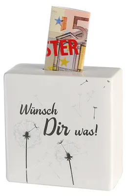 Zdjęcie produktu dla GILDE Spardose"Pusteblume"Keramik VE 6 weiß/silber/grau,m.Gummistopfen