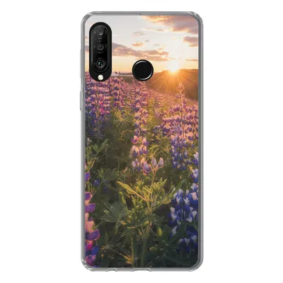 Produktbild von MuchoWow® Handyhülle Schutzhülle Hülle für Huawei P30 Lite Lupine - Sonne - Lila Silikon Softcase Handy Hülle - Handyhülle