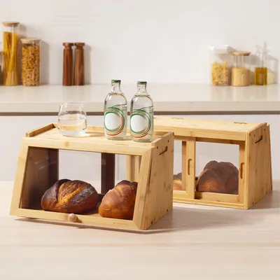 Produktbild von Navaris Brotkasten Bambus Brotbox Brotkorb Aufbewahrungsbox Küche Brotaufbewahrung Brotbehälter Brotaufbewahrungsbox Visualisiert für Brot, Röstbrot,
