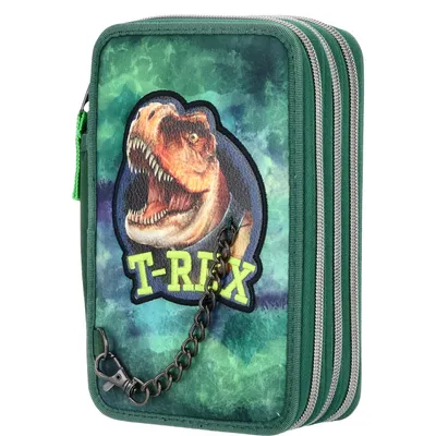 Produktbild von Depesche 3-Fach Federtasche Mit Kette Dino World grün