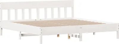 Obrázok produktu pre Posteľ z masívneho dreva s čelom biela 200x200 cm Borovica