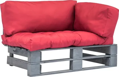 Image de Canapé d'extérieur Palettes avec coussins en pin rouge