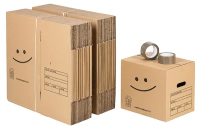 Produktbild von 40 Bücherkartons mit Tragegriffen + 2 Aufkleber gratis