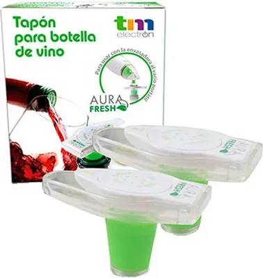 Image de pack de 2 bouchons pour la mise sous vide des bouteilles de vin avec le système de vide portable Aura Fresh