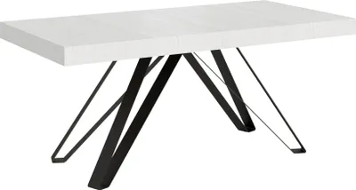 Image de ITYHOME - Table extensible 200/304x90 cm Terium effet bois, frêne blanc pieds anthracite