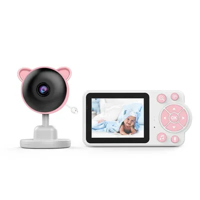 Obrázek produktu pro Chůvička ZELURXX, 2,8" barevný displej, obousměrný zvuk, detekce pláče, noční vidění, sledování teploty, připomínač krmení, růžová barva