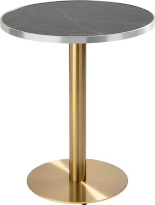 Immagine prodotto di Tavolo da pranzo rotondo 60 cm piano marmo nero/argento e gamba dorata - Oviala Montmartre