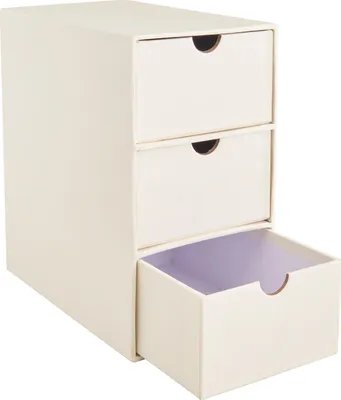 Produktbild von VBS Schubladenbox 3-schübig, Karton, Creme-Weiß