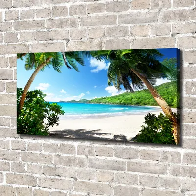 Produktbild von Tulup® Leinwandbild - 140x70 cm - Wandkunst - Drucke auf Leinwand - Leinwanddruck  - Landschaften - Grün - Seychellen Strand