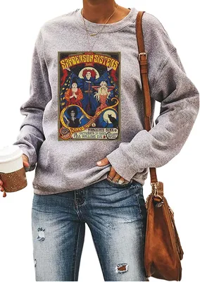 Produktbild von Ykomow Damen-Sweatshirt ohne Kapuze Vintage-Motiv Sanderson Witch Museum grau XL