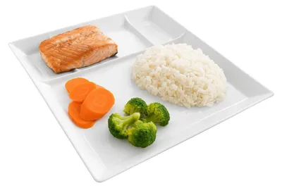 Produktbild von Cookinglife Fondueteller / Gourmetteller / Grillteller – 5 Fächer – Weiß – 24 x 24 cm – 4 Stück