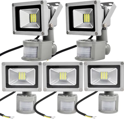 Produktbild von Greenmigo 5X 20W LED Fluter Floodlight Strahler mit Bewegungsmelder Licht Scheinwerfer Außenstrahler Wandstrahler Aluminium IP65 Wasserdicht AC 85 - 265V Kaltweiß Tageslichtweiß