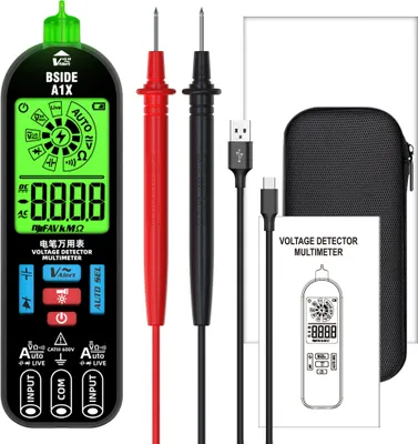 Produktbild von BSIDE Handheld-Digitalmultimeter, elektrischer Teststift, professioneller Spannungswiderstand, Diodentester, Live-Draht-Erkennungsmessgeraet mit automatischer Abschaltung und Taschenlampenfunktion