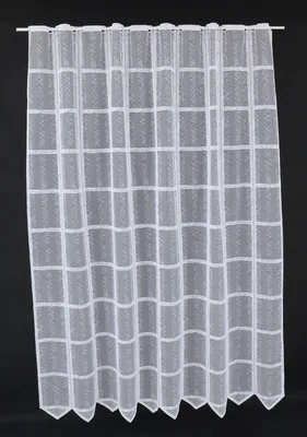 Produktbild von Gardinen Kranzusch Scheibengardine Jaquard in Karooptik 180x139,5 cm H/B weiß Bistrogardine Vorhang Küche 1er Pack