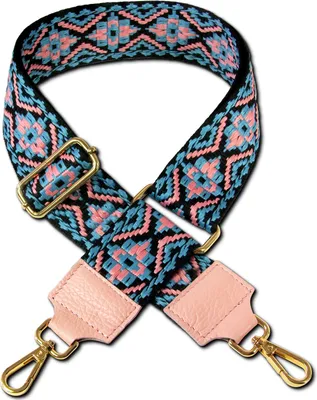 Immagine prodotto di Tracolla Boho blu rosa Firenze tracolla modello ornamentale tela pelle D2OGP001YA