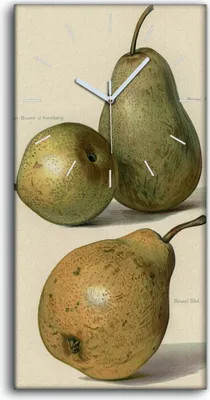 Produktbild von Wanduhr Bürouhr Leinwand Bild Geräuschlos 30x60 Gemälde Früchte Birnen Kunst - weiße Hände