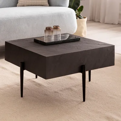 Produktbild von FineBuy Couchtisch 64x64x35 cm Steinoptik / Metall Sofatisch Anthrazit Quadratisch Design Wohnzimmertisch Kaffeetisch Massiv Tisch Wohnzimmer Modern