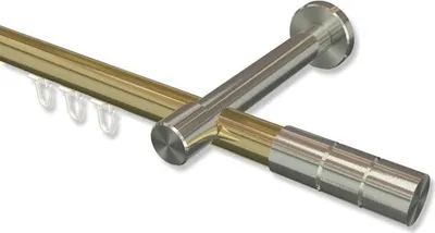 Produktbild von Interdeco Innenlaufstange, Gardinenstange mit Innenlauf Messing-Optik / Edelstahl-Optik Modell Prestige Elanto, 20 mm Ø 1-läufig, 400 cm (geteilt)